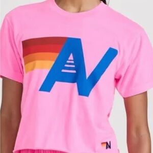 Aviator Nation Pink Tee with Bold Graphic